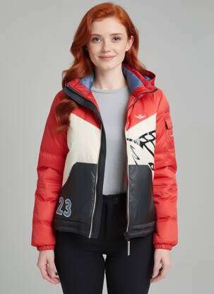 Doudoune manches longues a capuche orange AERONAUTICA femme