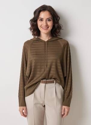 Pull coupe droite manches longues marron MONTAGUT femme