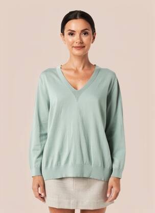 Pull coupe droite manches longues bleu MONTAGUT femme