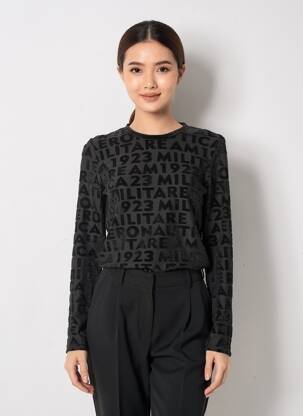Pull coupe cintrée manches longues noir AERONAUTICA femme