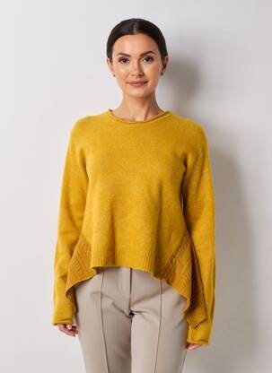 Pull coupe cintrée manches longues jaune HIGH femme