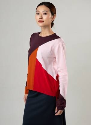 Pull coupe droite manches longues violet HIGH femme