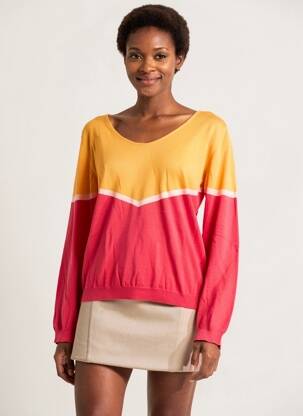 Pull resserrée sur le bas manches longues orange MONTAGUT femme