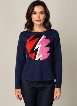 Pull coupe cintrée manches longues bleu MARC CAIN femme