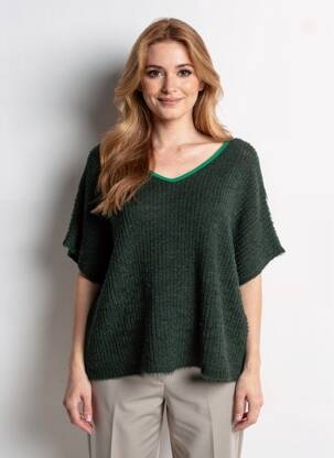 Pull coupe droite manches courtes vert MULTIPLES femme