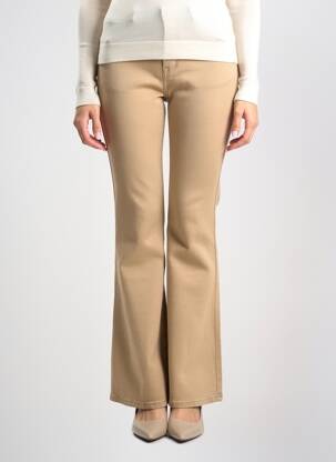 Pantalon flare fermeture zippée sous rabat boutonné beige MULTIPLES femme