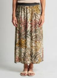 Jupe longue imprimé fantaisie beige GRIFFON femme