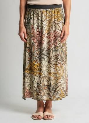 Jupe longue tissage crêpe beige GRIFFON femme