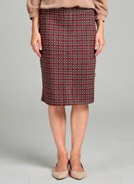 Jupe mi-longue stretch rouge GUY DUBOUIS femme