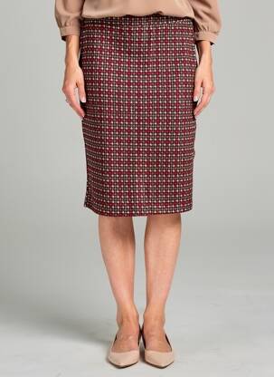 Jupe mi-longue stretch rouge GUY DUBOUIS femme