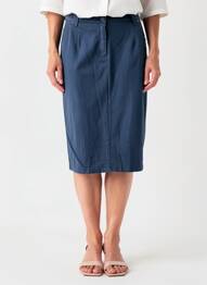 Jupe mi-longue stretch bleu GUY DUBOUIS femme