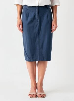 Jupe mi-longue stretch bleu GUY DUBOUIS femme