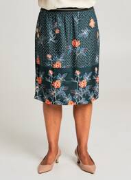 Jupe mi-longue stretch bleu GUY DUBOUIS femme