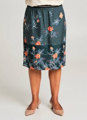 Jupe mi-longue stretch bleu GUY DUBOUIS femme