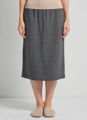 Jupe mi-longue coupe droite gris GRIFFON femme
