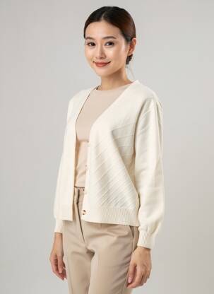 Gilet manches longues resserrée sur le bas beige STREET ONE femme