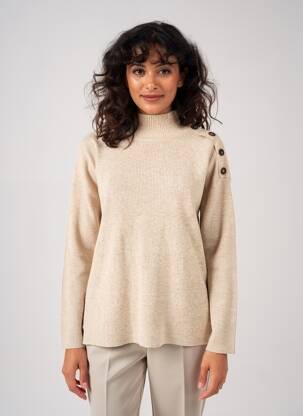 Pull coupe droite manches longues beige C'EST BEAU LA VIE femme