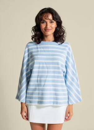 Pull coupe droite manches longues bleu CECIL femme