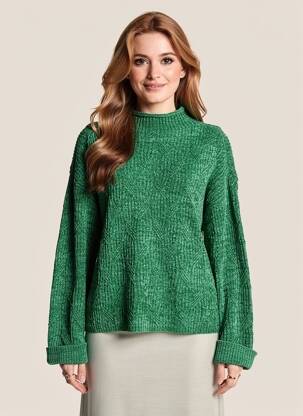 Pull coupe cintrée manches longues vert STREET ONE femme