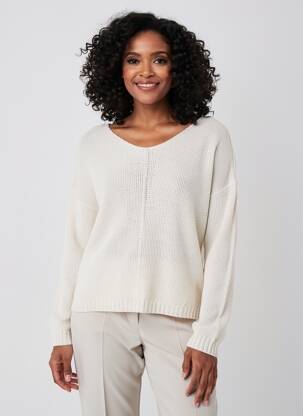 Pull maille ajourée manches longues beige C'EST BEAU LA VIE femme