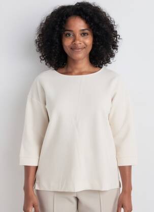 Pull coupe droite manches 3/4 beige STREET ONE femme