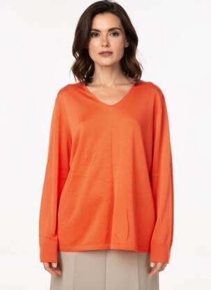 Pull coupe droite manches longues orange CECIL femme