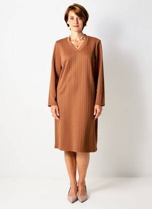 Robe mi-longue manches longues manches longues marron MERI & ESCA femme