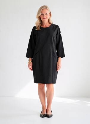Robe mi-longue manches longues manches longues noir CONCEPT K femme
