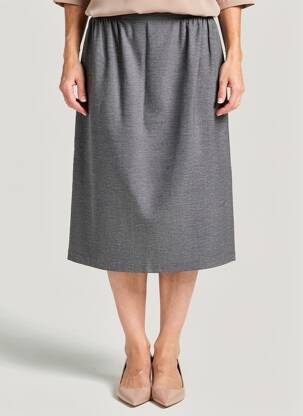 Jupe mi-longue coupe droite gris GRIFFON femme