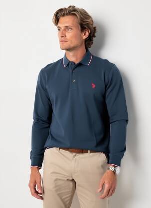 Polo manches longues manches longues bleu U.S. POLO ASSN homme