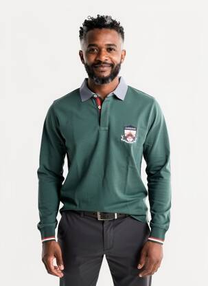 Polo manches longues manches longues vert CAMBRIDGE homme