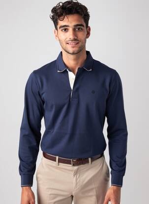 Polo manches longues manches longues bleu SERGE BLANCO homme