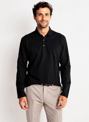 Polo manches longues manches longues noir LA CIBLE ROUGE homme