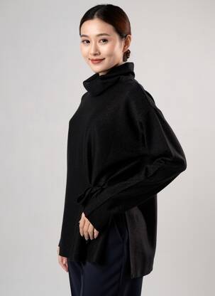 Pull col roulé coupe cintrée manches longues noir PENNYBLACK femme