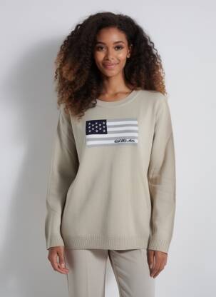 Pull stretch manches longues beige U.S. POLO ASSN femme