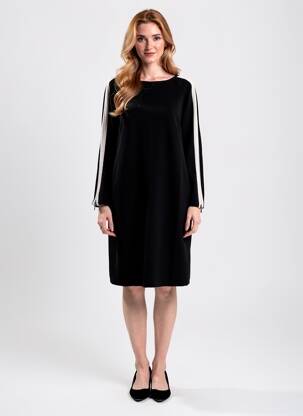 Robe mi-longue manches longues manches longues noir NINATI femme
