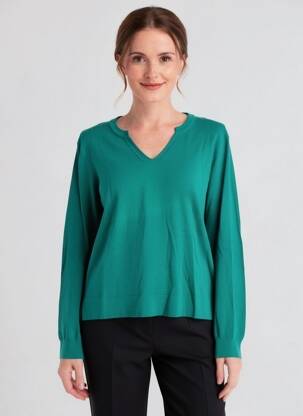 Pull coupe cintrée manches longues vert INDI & COLD femme
