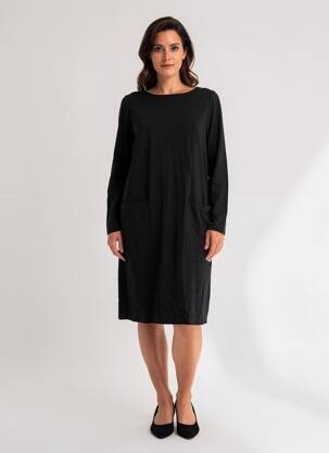 Robe mi-longue manches longues manches longues noir MARIA BELLENTANI femme