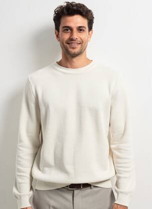 Pull col rond manches longues beige CAMBRIDGE homme