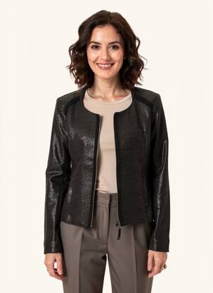 Veste casual col rond noir ONE STEP femme