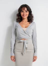 Gilet cache-cœur stretch gris MYRINE & ME femme