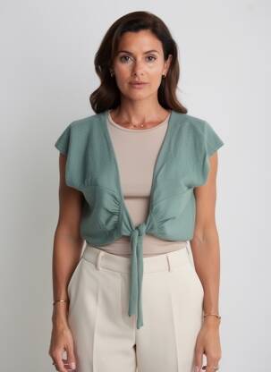 Boléro maille fine vert MAIS IL EST OU LE SOLEIL femme