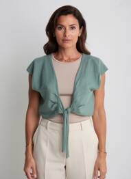 Boléro maille fine vert MAIS IL EST OU LE SOLEIL femme