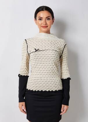 Pull coupe cintrée manches longues beige TRICOT CHIC femme