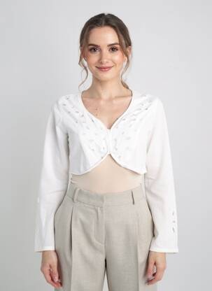Boléro manches longues blanc ELIANE ET LENA femme