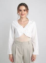 Boléro manches longues blanc ELIANE ET LENA femme