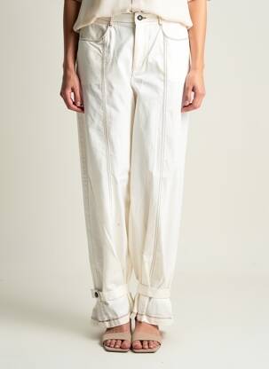 Pantalon droit stretch taille normale blanc ZARA femme