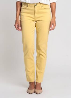 Pantalon slim tissage popeline taille normale jaune EMMA & CARO femme
