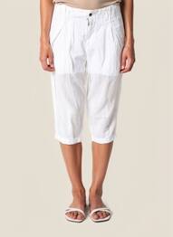 Pantacourt coupe droite taille normale blanc ELIANE ET LENA femme