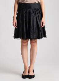 Jupe mi-longue fermeture zip latéral noir ESSENTIEL femme